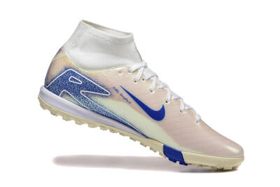 Men's Nike Air Zoom Mercurial Superfly 10 Elite TF Artificial Turf High-Tops Football Shoes - Beige/White/Blue