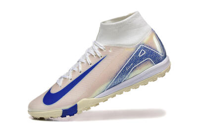 Men's Nike Air Zoom Mercurial Superfly 10 Elite TF Artificial Turf High-Tops Football Shoes - Beige/White/Blue