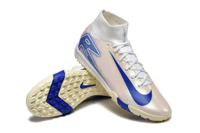 Men's Nike Air Zoom Mercurial Superfly 10 Elite TF Artificial Turf High-Tops Football Shoes - Beige/White/Blue