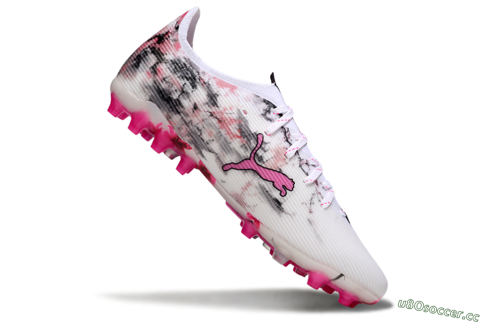 Men's Puma Ultra 5 Ultimate FG Firm Ground Low-Tops Football Boots - White/Pink/Black 4