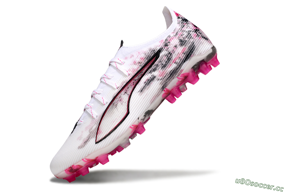 Men's Puma Ultra 5 Ultimate FG Firm Ground Low-Tops Football Boots - White/Pink/Black 5