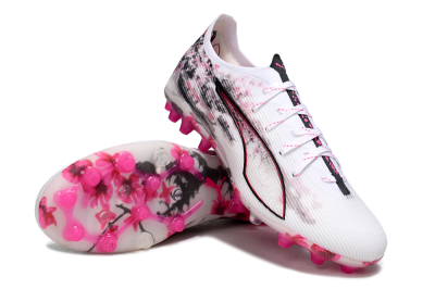 Men's Puma Ultra 5 Ultimate FG Firm Ground Low-Tops Football Boots - White/Pink/Black