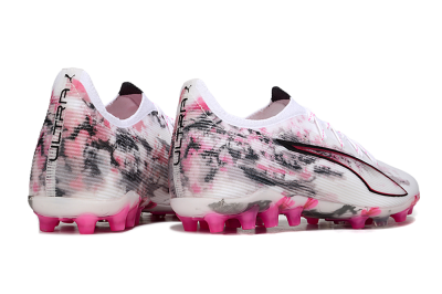 Men's Puma Ultra 5 Ultimate FG Firm Ground Low-Tops Football Boots - White/Pink/Black