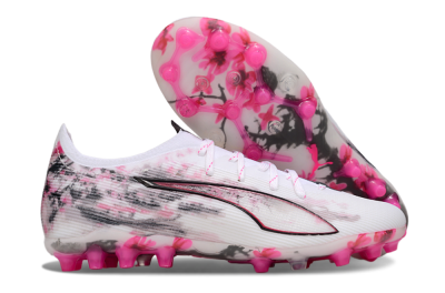 Men's Puma Ultra 5 Ultimate FG Firm Ground Low-Tops Football Boots - White/Pink/Black