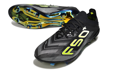 Men's Adidas F50+ Elite Lightstrike Pro FG Firm Ground Low-Tops Football Boots - Black/White/Yellow