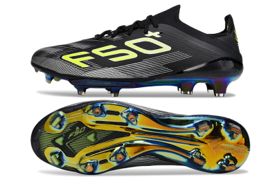 Men's Adidas F50+ Elite Lightstrike Pro FG Firm Ground Low-Tops Football Boots - Black/White/Yellow