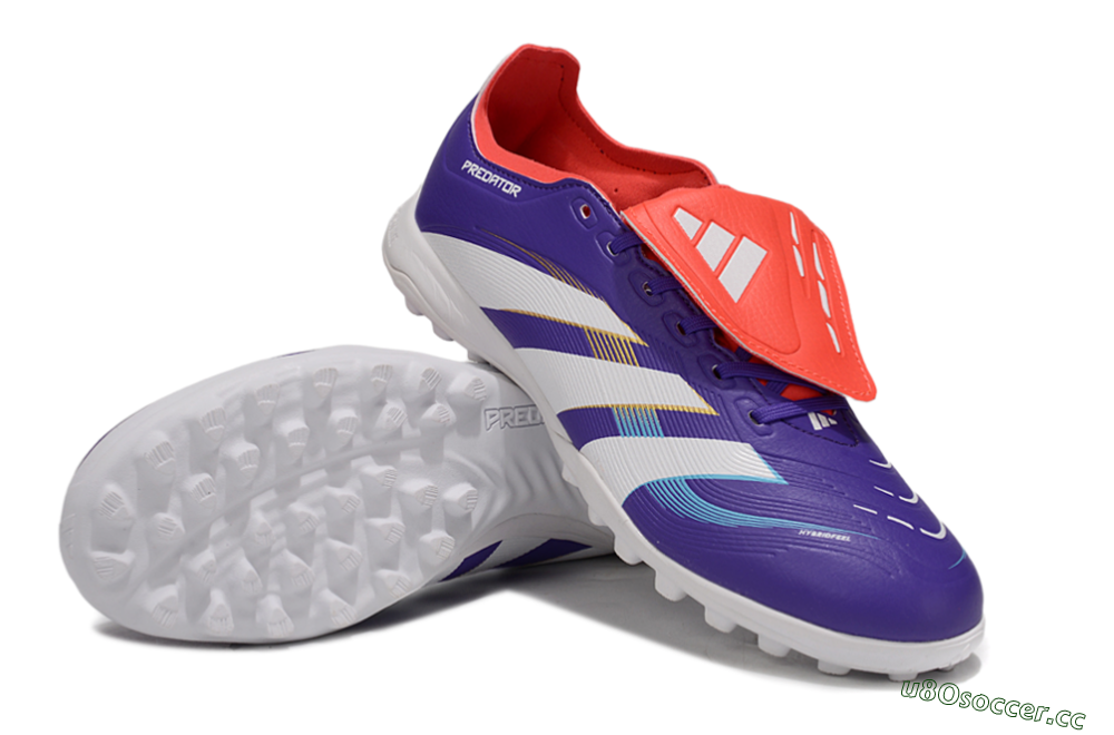 Unisex Adidas Predator Elite Foldover Tongue TF Artificial Turf Low-Tops Football Shoes - Blue/White/Red 3