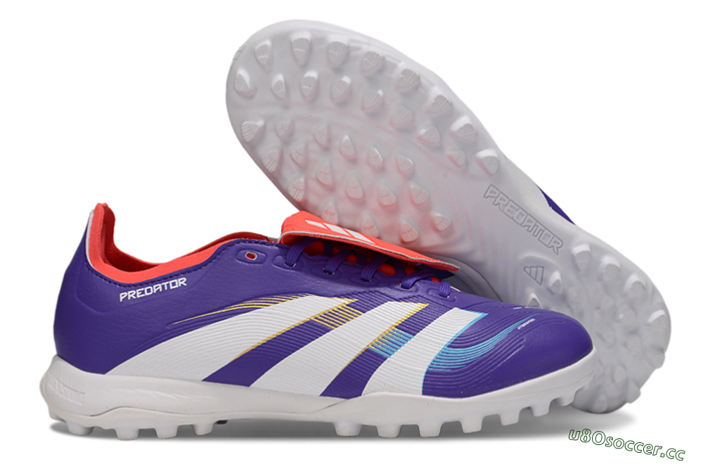 Unisex Adidas Predator Elite Foldover Tongue TF Artificial Turf Low-Tops Football Shoes - Blue/White/Red 2
