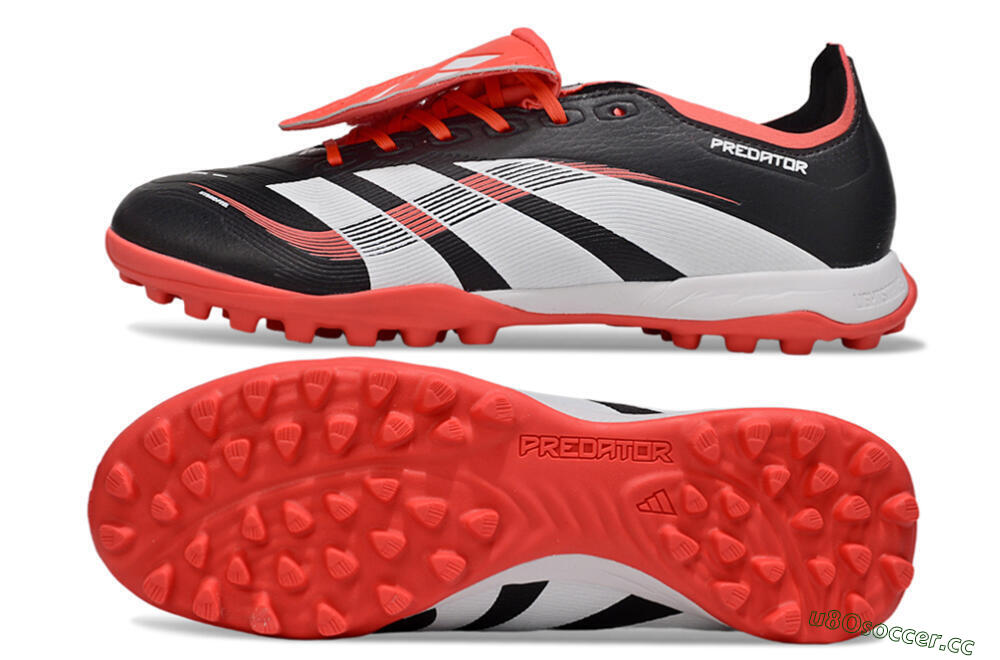 Unisex Adidas Predator Elite Foldover Tongue TF Artificial Turf Low-Tops Football Shoes - Black/White/Red 1