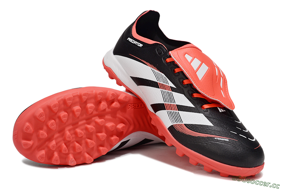 Unisex Adidas Predator Elite Foldover Tongue TF Artificial Turf Low-Tops Football Shoes - Black/White/Red 3