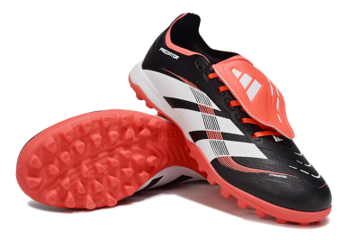 Unisex Adidas Predator Elite Foldover Tongue TF Artificial Turf Low-Tops Football Shoes - Black/White/Red