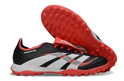 Unisex Adidas Predator Elite Foldover Tongue TF Artificial Turf Low-Tops Football Shoes - Black/White/Red