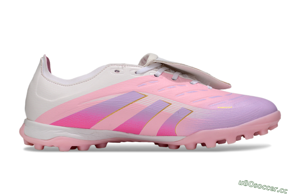 Unisex Adidas Predator Elite Foldover Tongue TF Artificial Turf Low-Tops Football Shoes - Pink/Purple/Gold 4