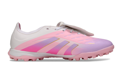 Unisex Adidas Predator Elite Foldover Tongue TF Artificial Turf Low-Tops Football Shoes - Pink/Purple/Gold