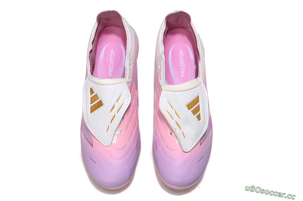 Unisex Adidas Predator Elite Foldover Tongue TF Artificial Turf Low-Tops Football Shoes - Pink/Purple/Gold 5