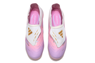 Unisex Adidas Predator Elite Foldover Tongue TF Artificial Turf Low-Tops Football Shoes - Pink/Purple/Gold