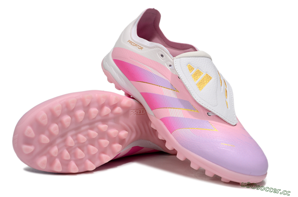 Unisex Adidas Predator Elite Foldover Tongue TF Artificial Turf Low-Tops Football Shoes - Pink/Purple/Gold 3