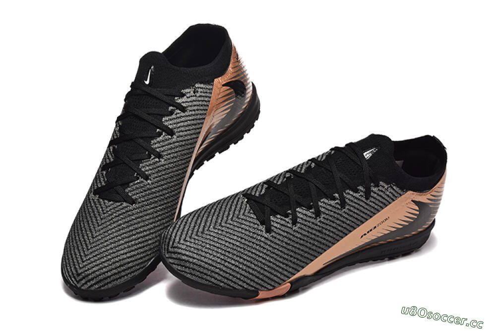 Men's Nike Air Zoom Mercurial Vapor 16 Elite TF Artificial Turf Low-Tops Football Shoes - Black/Grey/Gold 6