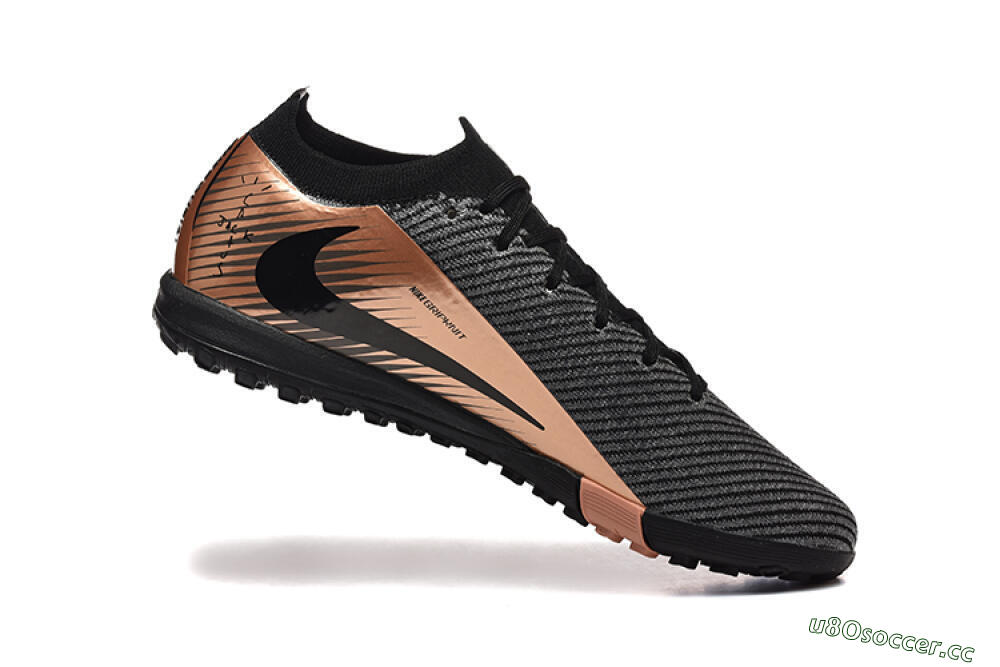 Men's Nike Air Zoom Mercurial Vapor 16 Elite TF Artificial Turf Low-Tops Football Shoes - Black/Grey/Gold 7