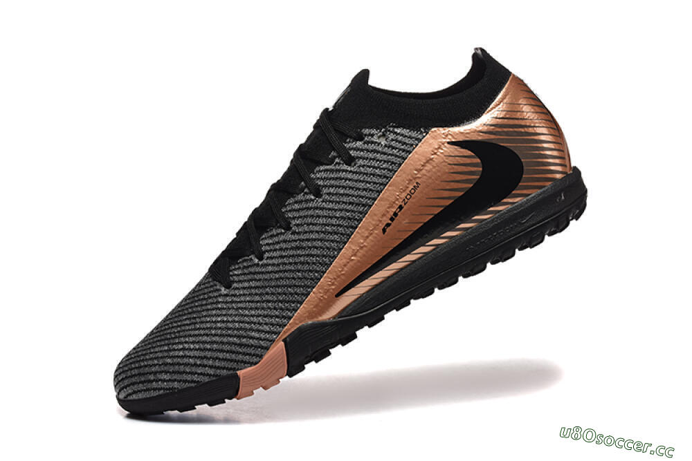 Men's Nike Air Zoom Mercurial Vapor 16 Elite TF Artificial Turf Low-Tops Football Shoes - Black/Grey/Gold 8