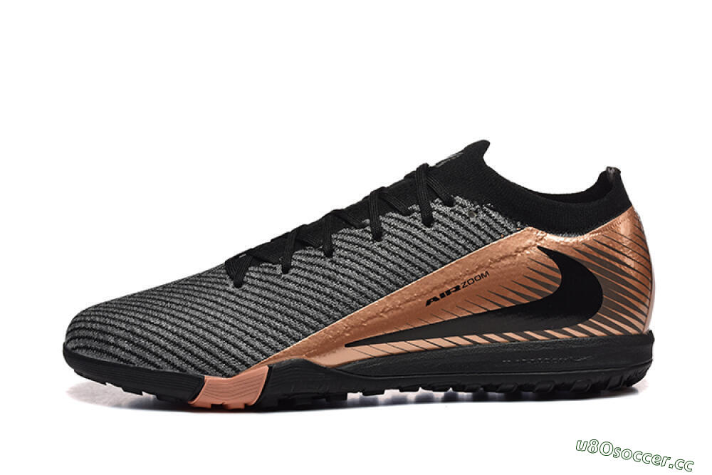 Men's Nike Air Zoom Mercurial Vapor 16 Elite TF Artificial Turf Low-Tops Football Shoes - Black/Grey/Gold 0