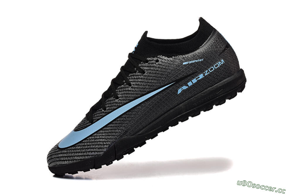 Men's Nike Air Zoom Mercurial Vapor 16 Elite TF Artificial Turf Low-Tops Football Shoes - Grey/Black/Blue 8