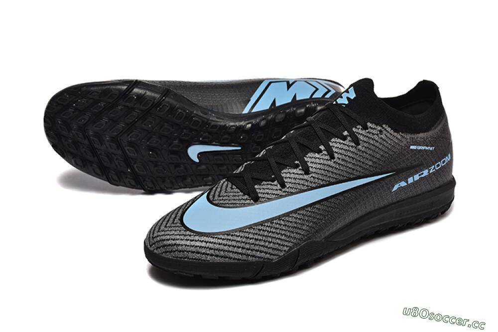 Men's Nike Air Zoom Mercurial Vapor 16 Elite TF Artificial Turf Low-Tops Football Shoes - Grey/Black/Blue 3