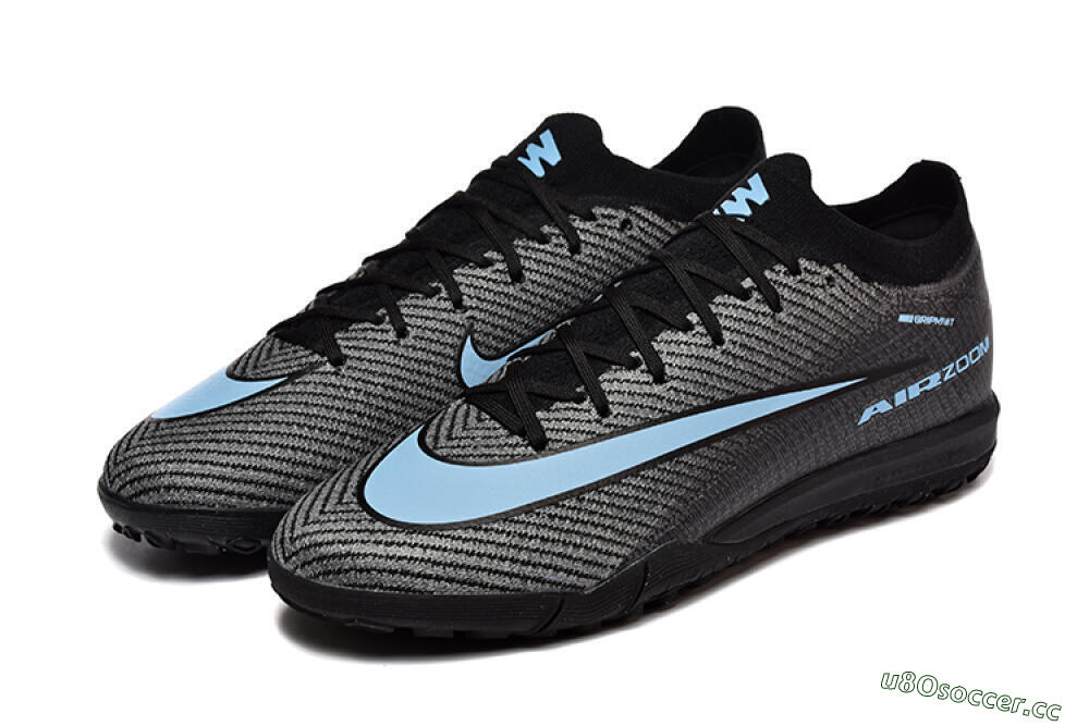 Men's Nike Air Zoom Mercurial Vapor 16 Elite TF Artificial Turf Low-Tops Football Shoes - Grey/Black/Blue 5