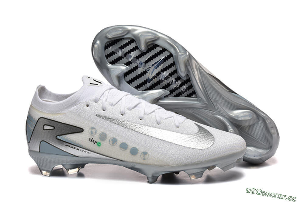 Men's Nike Air Zoom Mercurial Vapor 16 Elite FG Firm Ground Low-Tops Football Boots - White/Silver/Grey 2