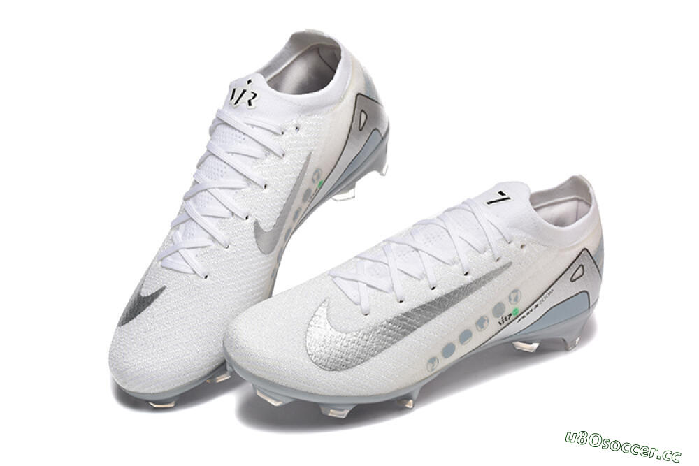 Men's Nike Air Zoom Mercurial Vapor 16 Elite FG Firm Ground Low-Tops Football Boots - White/Silver/Grey 6