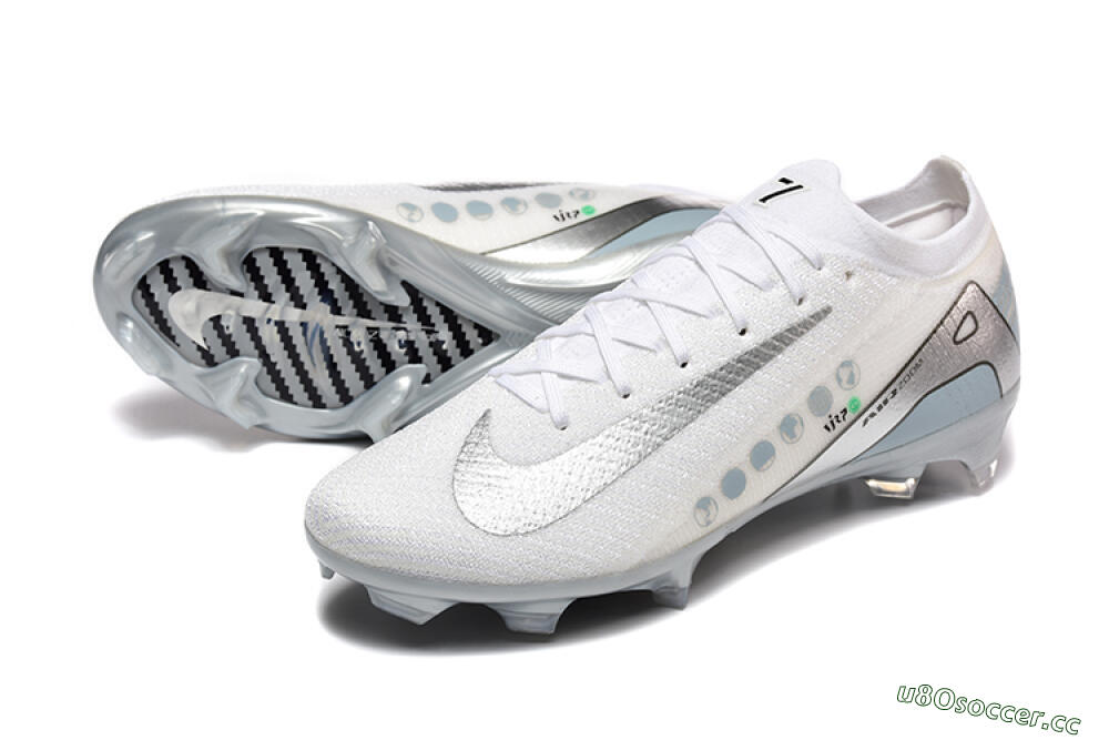 Men's Nike Air Zoom Mercurial Vapor 16 Elite FG Firm Ground Low-Tops Football Boots - White/Silver/Grey 3