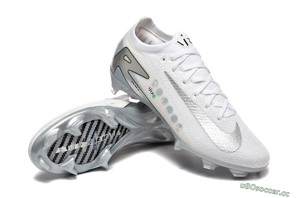 Men's Nike Air Zoom Mercurial Vapor 16 Elite FG Firm Ground Low-Tops Football Boots - White/Silver/Grey 4