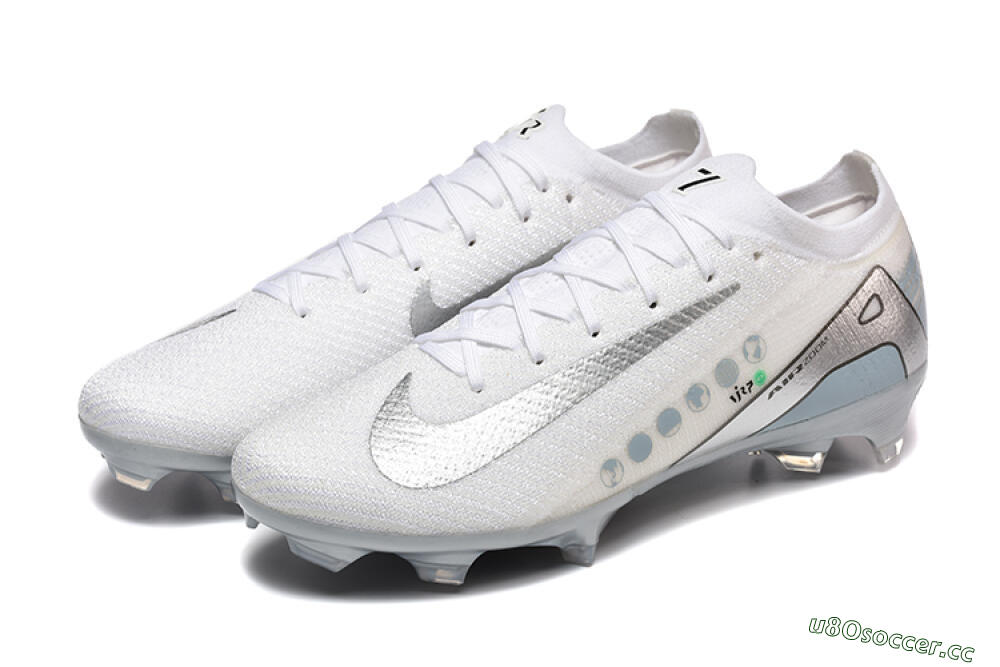 Men's Nike Air Zoom Mercurial Vapor 16 Elite FG Firm Ground Low-Tops Football Boots - White/Silver/Grey 5