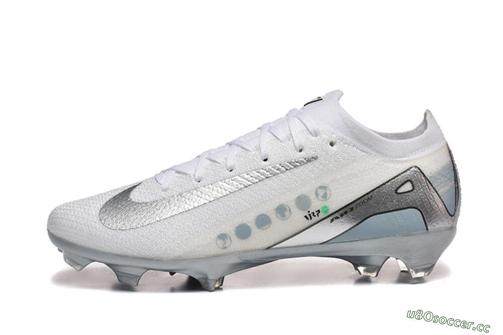 Men's Nike Air Zoom Mercurial Vapor 16 Elite FG Firm Ground Low-Tops Football Boots - White/Silver/Grey 0