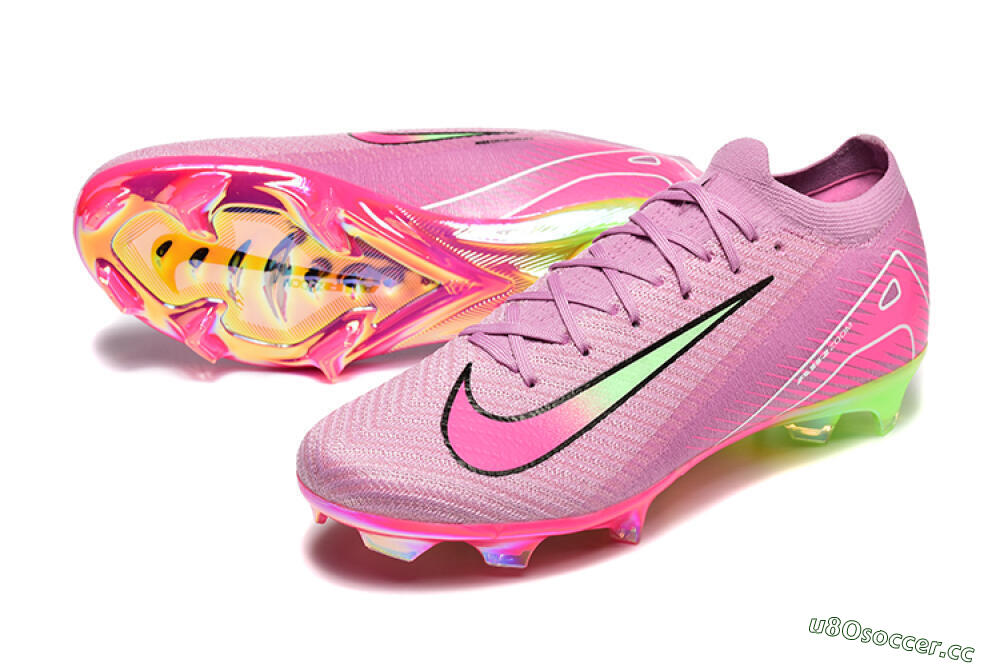 Men's Nike Air Zoom Mercurial Vapor 16 Elite FG Firm Ground Low-Tops Football Boots - Pink/Yellow/White 3