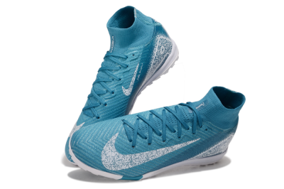 Unisex Nike Air Zoom Mercurial Superfly 10 Elite TF Artificial Turf High-Tops Football Shoes - Blue/White