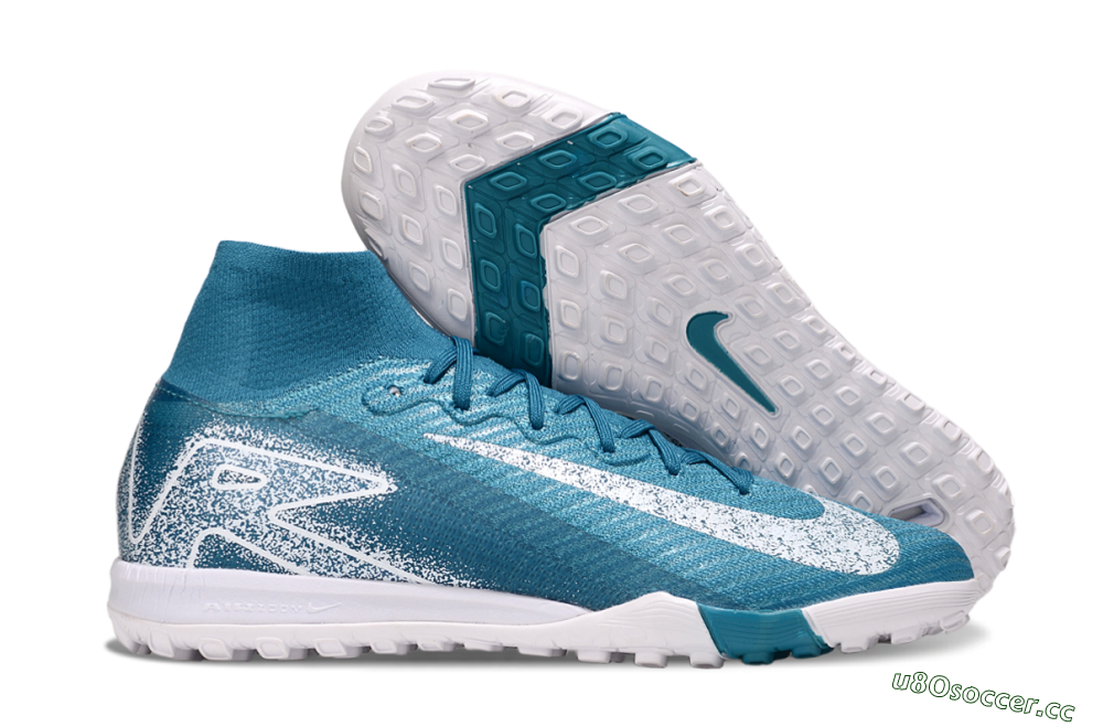Unisex Nike Air Zoom Mercurial Superfly 10 Elite TF Artificial Turf High-Tops Football Shoes - Blue/White 2