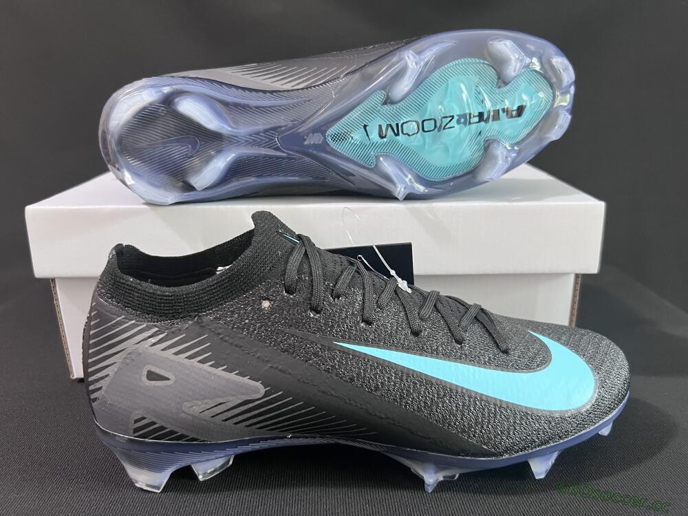 Unisex Nike Air Zoom Mercurial Vapor 16 Elite FG Firm Ground Low-Tops Football Boots - Black/Jade