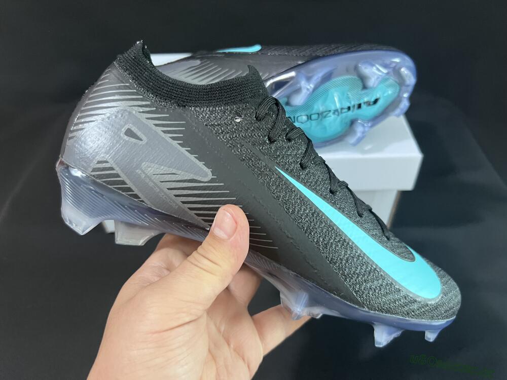 Unisex Nike Air Zoom Mercurial Vapor 16 Elite FG Firm Ground Low-Tops Football Boots - Black/Jade