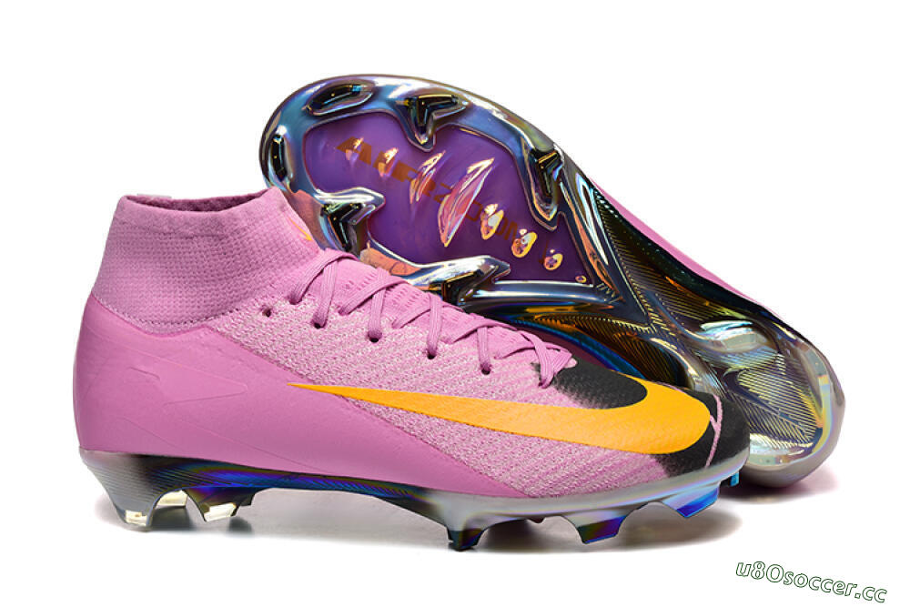 Men's Nike Air Zoom Mercurial Superfly 10 Elite FG Firm Ground High-Tops Football Boots - Pink/Black/Yellow 2