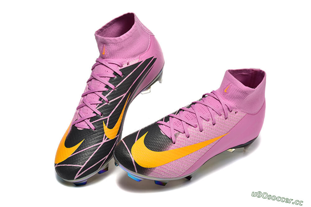 Men's Nike Air Zoom Mercurial Superfly 10 Elite FG Firm Ground High-Tops Football Boots - Pink/Black/Yellow 6