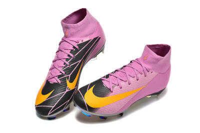 Men's Nike Air Zoom Mercurial Superfly 10 Elite FG Firm Ground High-Tops Football Boots - Pink/Black/Yellow
