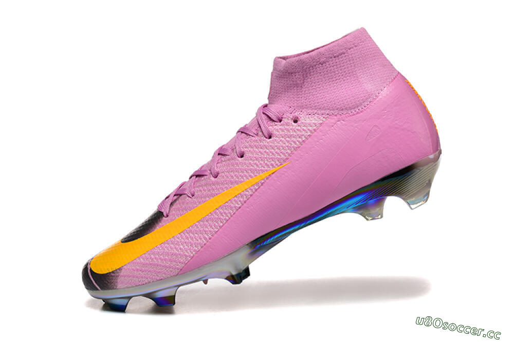 Men's Nike Air Zoom Mercurial Superfly 10 Elite FG Firm Ground High-Tops Football Boots - Pink/Black/Yellow 8
