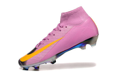Men's Nike Air Zoom Mercurial Superfly 10 Elite FG Firm Ground High-Tops Football Boots - Pink/Black/Yellow