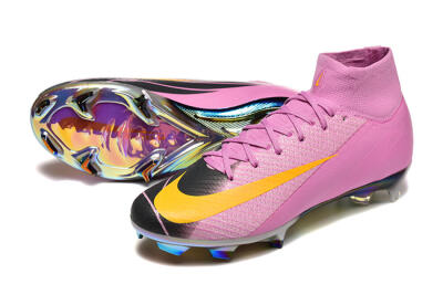 Men's Nike Air Zoom Mercurial Superfly 10 Elite FG Firm Ground High-Tops Football Boots - Pink/Black/Yellow