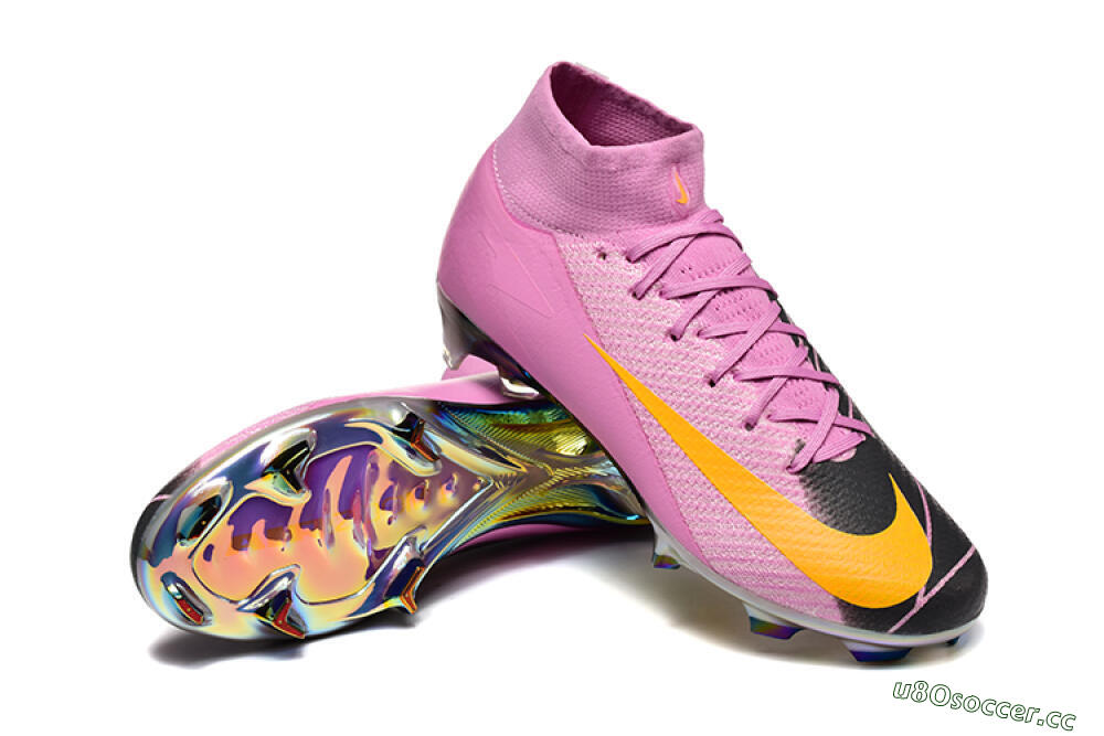 Men's Nike Air Zoom Mercurial Superfly 10 Elite FG Firm Ground High-Tops Football Boots - Pink/Black/Yellow 4