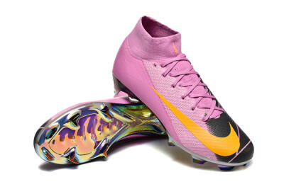 Men's Nike Air Zoom Mercurial Superfly 10 Elite FG Firm Ground High-Tops Football Boots - Pink/Black/Yellow