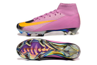 Men's Nike Air Zoom Mercurial Superfly 10 Elite FG Firm Ground High-Tops Football Boots - Pink/Black/Yellow