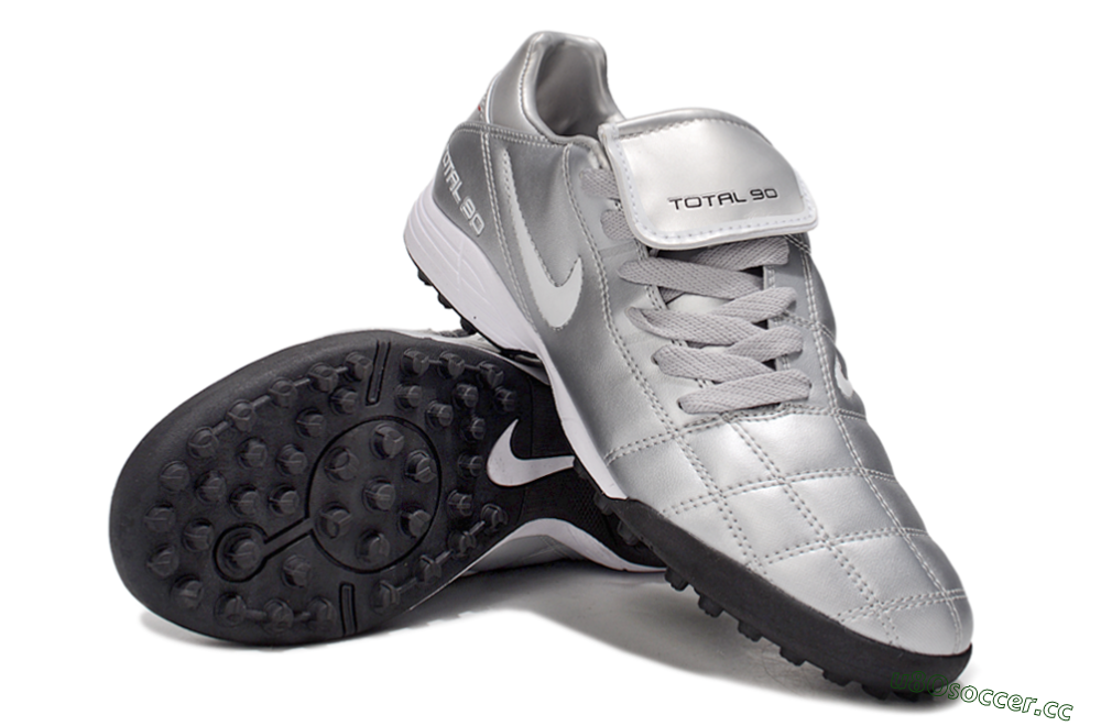 Men's Nike Total 90 III TF Artificial Turf Low-Tops Football Shoes - Silver/White/Black 4