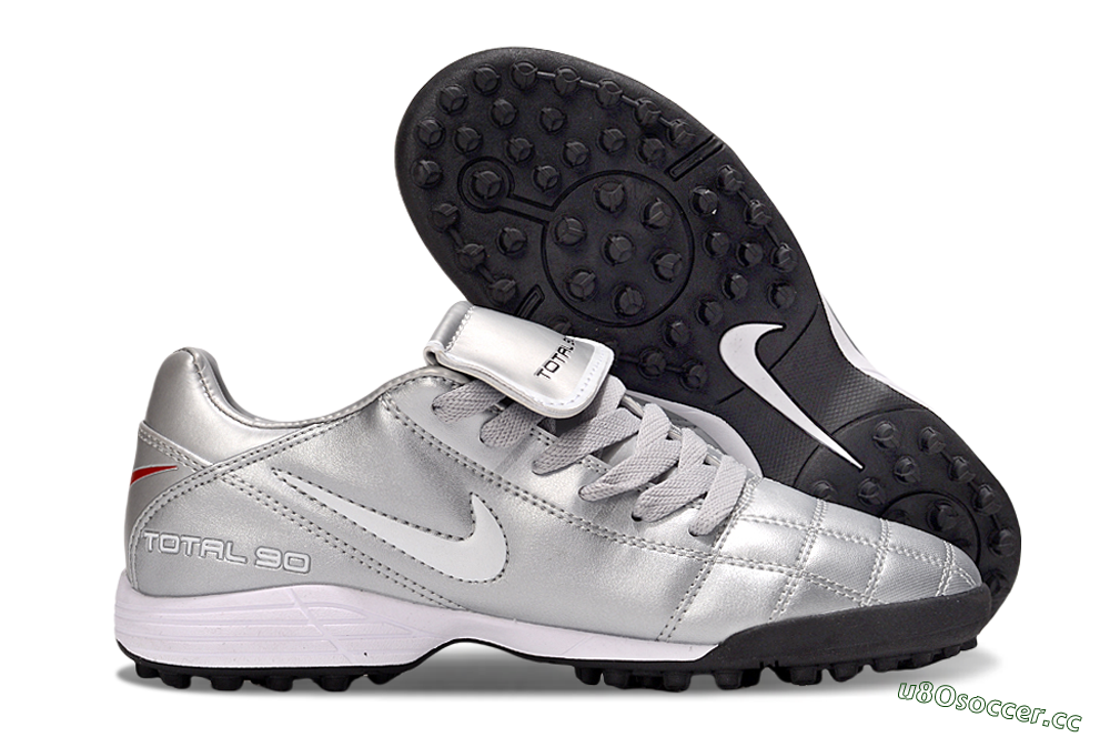 Men's Nike Total 90 III TF Artificial Turf Low-Tops Football Shoes - Silver/White/Black 2
